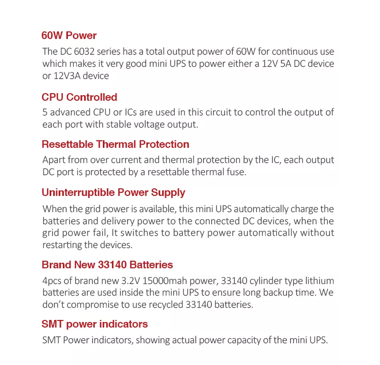 60W DC Mini UPS